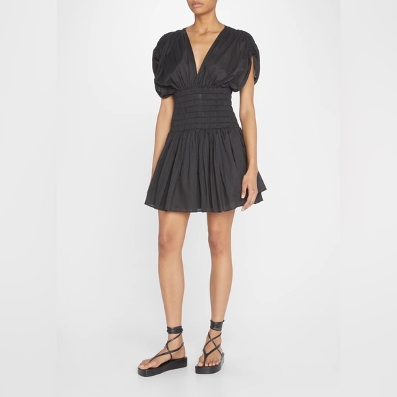 A.L.C. Luna Dress in Black Ruched Pleated Crepe Mini Size Small - Picture 12 of 13